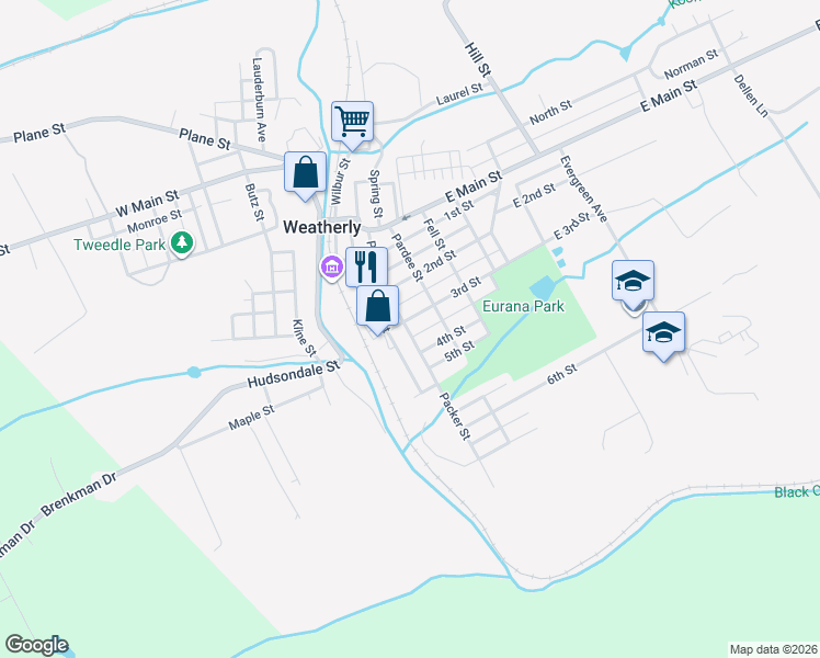 map of restaurants, bars, coffee shops, grocery stores, and more near 331 Carbon Street in Weatherly