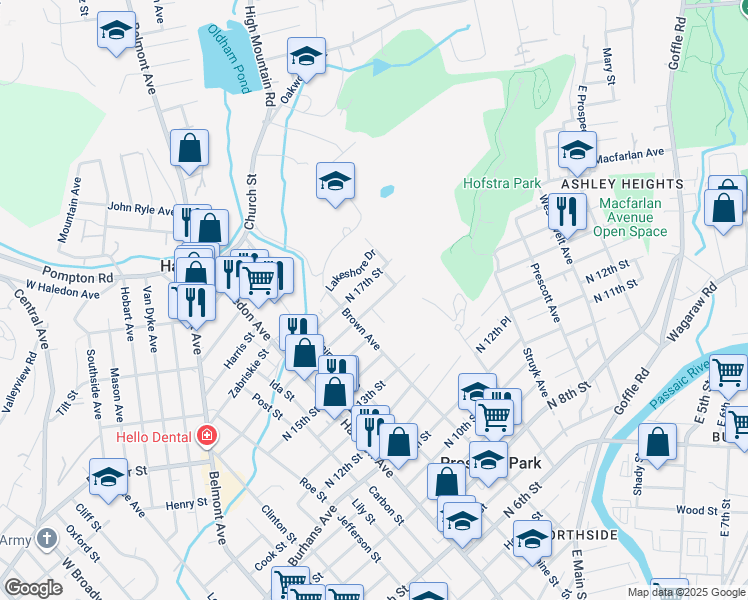 map of restaurants, bars, coffee shops, grocery stores, and more near 85 North 16th Street in Prospect Park