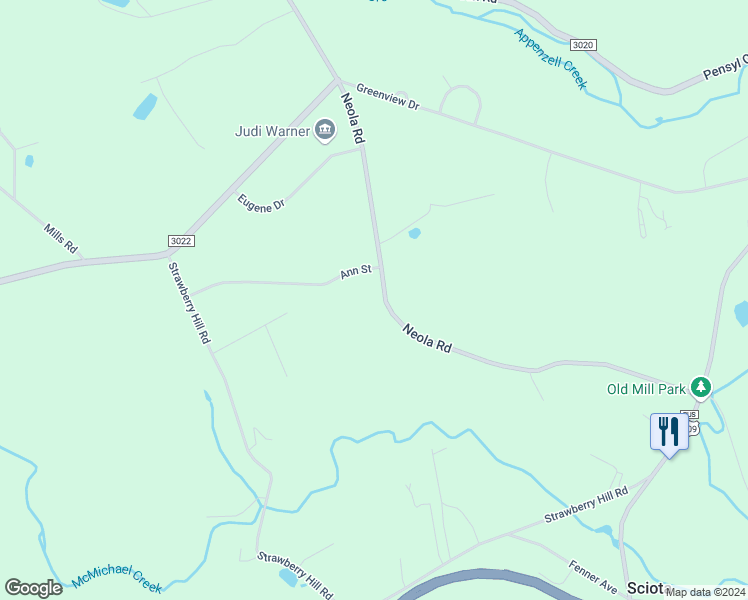 map of restaurants, bars, coffee shops, grocery stores, and more near 5257 Neola Road in Stroudsburg