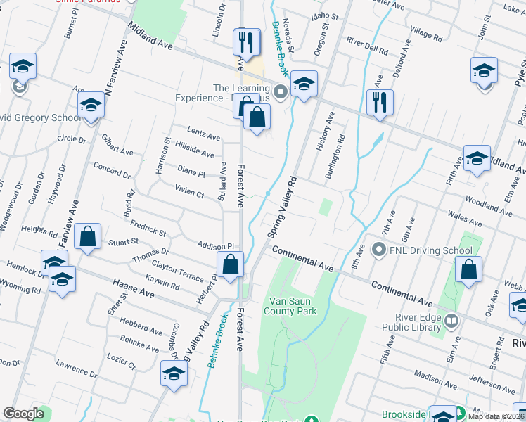 map of restaurants, bars, coffee shops, grocery stores, and more near 22 Clarkson Court in Paramus