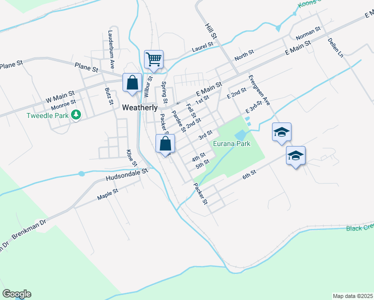 map of restaurants, bars, coffee shops, grocery stores, and more near 306 3rd Street in Weatherly