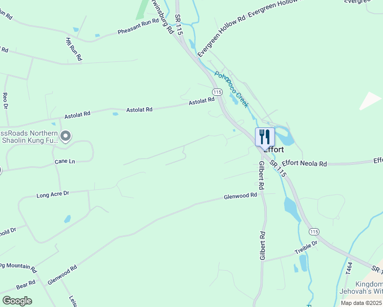 map of restaurants, bars, coffee shops, grocery stores, and more near 116 Schrader Lane in Effort