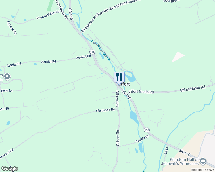 map of restaurants, bars, coffee shops, grocery stores, and more near 110 Heart Lane in Effort