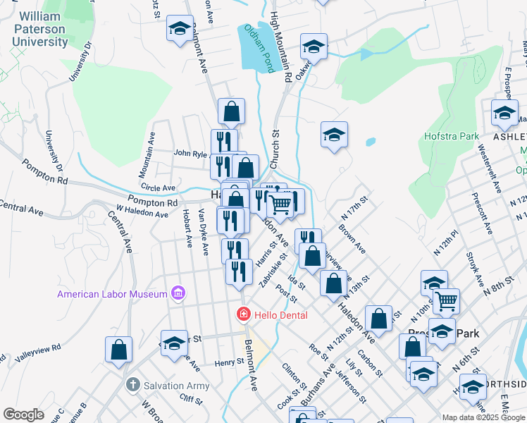 map of restaurants, bars, coffee shops, grocery stores, and more near 34 Richardson Avenue in Haledon