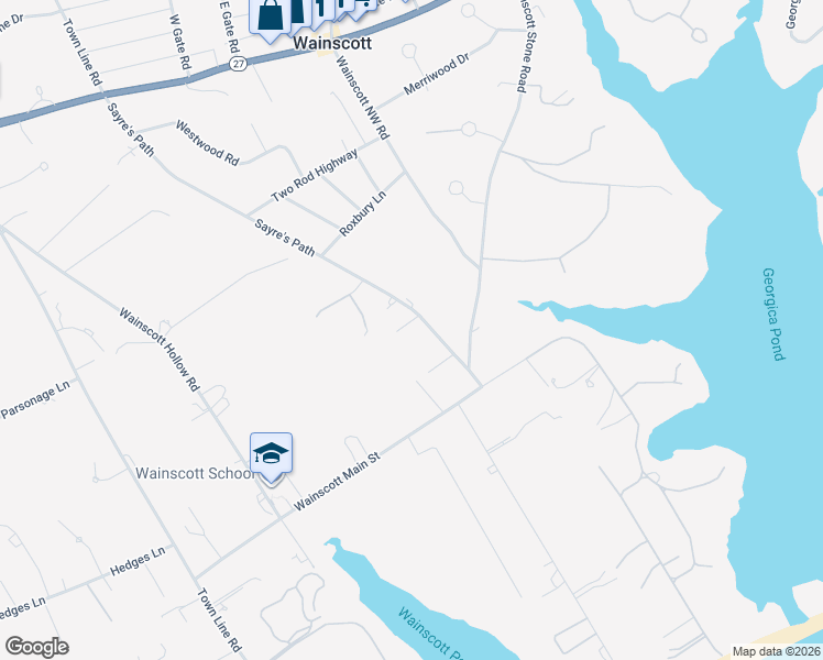 map of restaurants, bars, coffee shops, grocery stores, and more near 170 Sayre's Path in Wainscott
