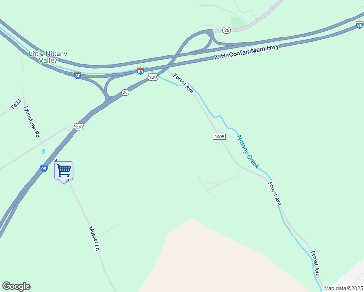 map of restaurants, bars, coffee shops, grocery stores, and more near 1403 Forest Avenue in Bellefonte