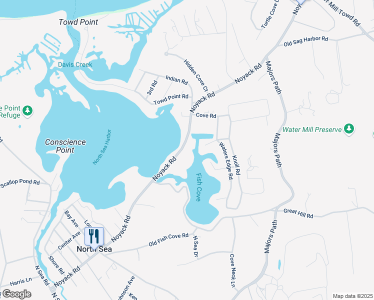 map of restaurants, bars, coffee shops, grocery stores, and more near 475 Noyack Road in Southampton