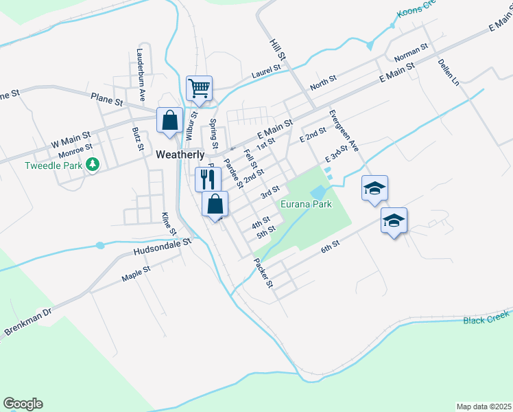 map of restaurants, bars, coffee shops, grocery stores, and more near 306 3rd St in Weatherly