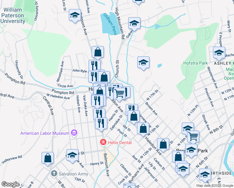 map of restaurants, bars, coffee shops, grocery stores, and more near 34 Richardson Avenue in Haledon