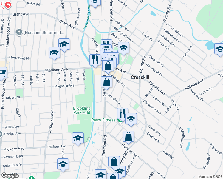 map of restaurants, bars, coffee shops, grocery stores, and more near 50 Piermont Road in Cresskill