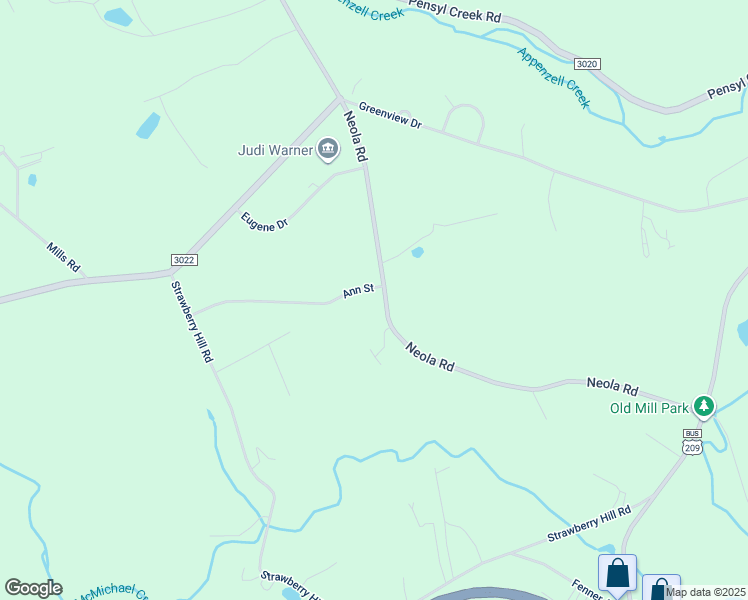 map of restaurants, bars, coffee shops, grocery stores, and more near Ann Street in Stroudsburg