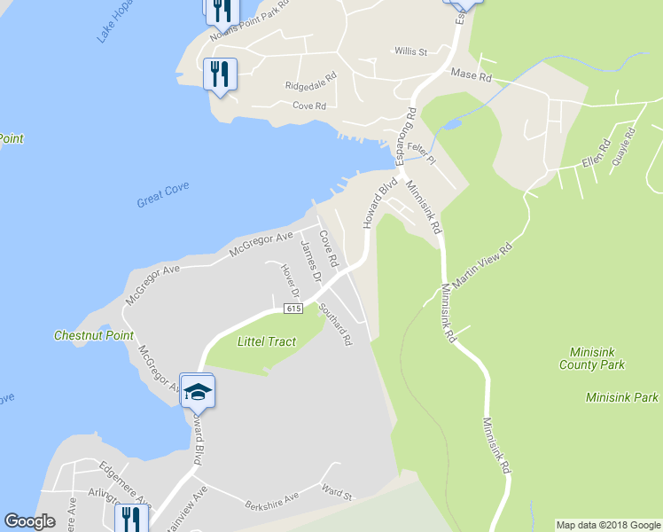 map of restaurants, bars, coffee shops, grocery stores, and more near 3 Cove Road in Mount Arlington