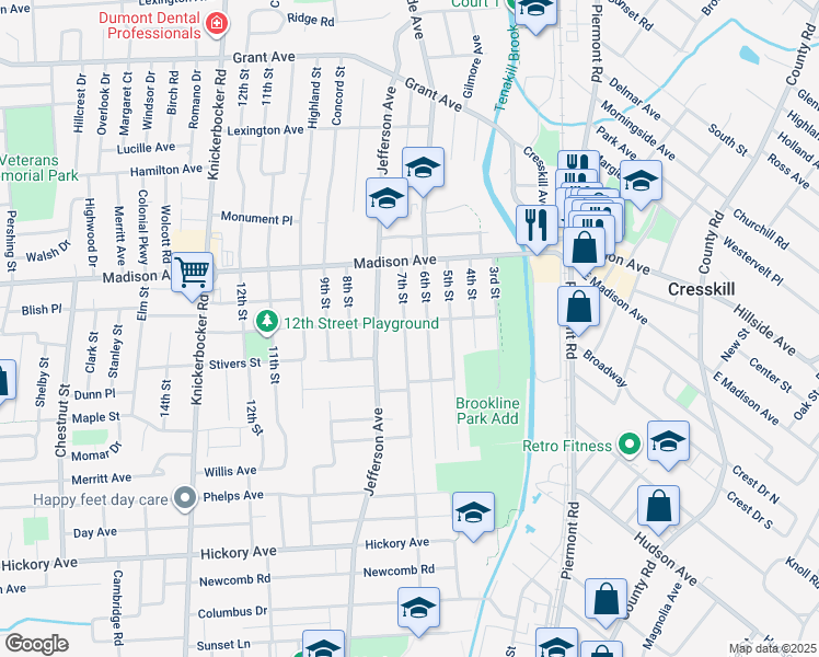 map of restaurants, bars, coffee shops, grocery stores, and more near 120 Magnolia Avenue in Cresskill