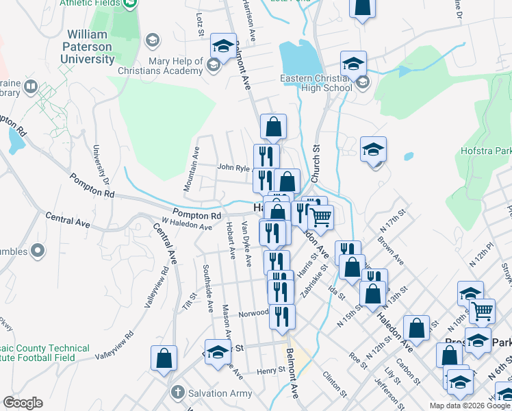 map of restaurants, bars, coffee shops, grocery stores, and more near in Haledon