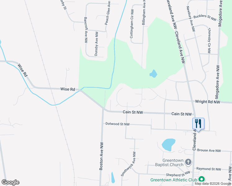 map of restaurants, bars, coffee shops, grocery stores, and more near 3757 Falcon Chase Street Northwest in Uniontown