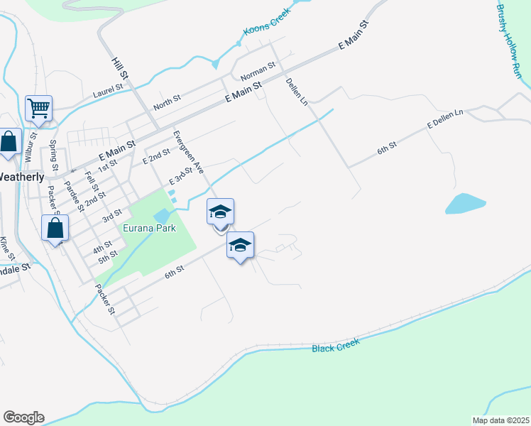 map of restaurants, bars, coffee shops, grocery stores, and more near 704 6th Street in Weatherly