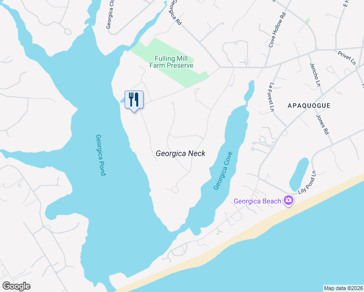 map of restaurants, bars, coffee shops, grocery stores, and more near 14 Ruxton Road in East Hampton