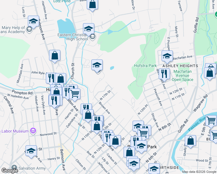 map of restaurants, bars, coffee shops, grocery stores, and more near 111 Kenneth Avenue in Prospect Park