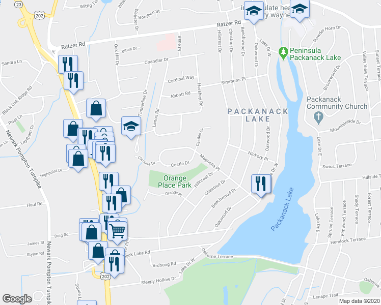 map of restaurants, bars, coffee shops, grocery stores, and more near 81 Magnolia Place in Wayne