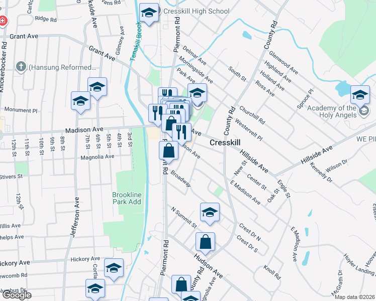map of restaurants, bars, coffee shops, grocery stores, and more near 54-70 Union Avenue in Cresskill