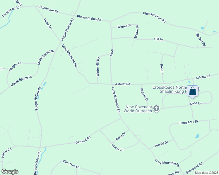 map of restaurants, bars, coffee shops, grocery stores, and more near 565 Long Mountain Road in Effort