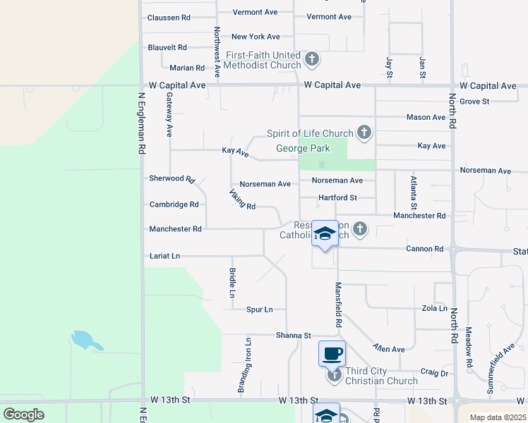 map of restaurants, bars, coffee shops, grocery stores, and more near 2112 Viking Road in Grand Island