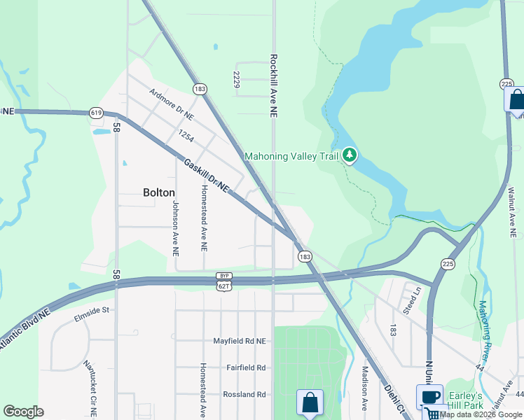 map of restaurants, bars, coffee shops, grocery stores, and more near 11765 Iowa Avenue Northeast in Alliance