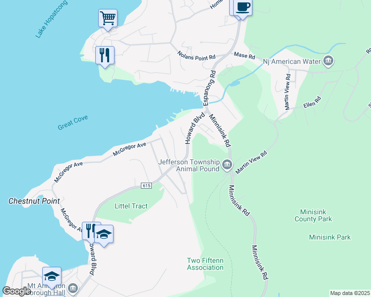 map of restaurants, bars, coffee shops, grocery stores, and more near 524 Howard Boulevard in Jefferson