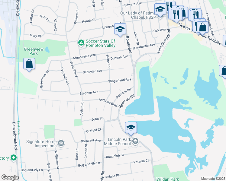 map of restaurants, bars, coffee shops, grocery stores, and more near 8 James Court in Lincoln Park