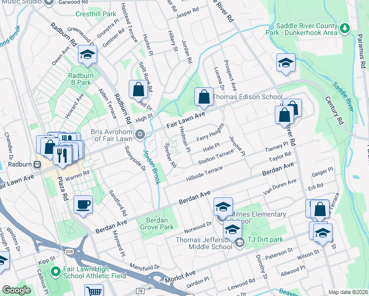map of restaurants, bars, coffee shops, grocery stores, and more near 13-42 Hedman Place in Fair Lawn