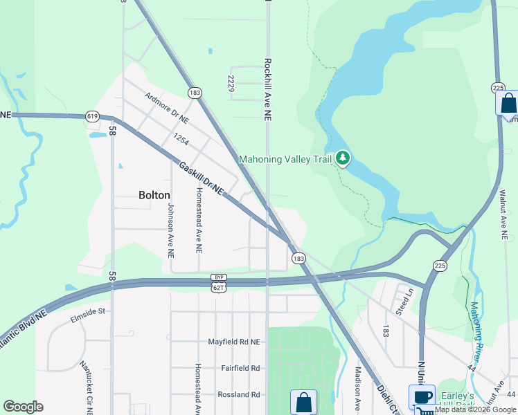 map of restaurants, bars, coffee shops, grocery stores, and more near 11765 Iowa Avenue Northeast in Alliance