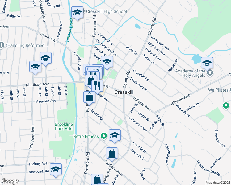 map of restaurants, bars, coffee shops, grocery stores, and more near in Cresskill