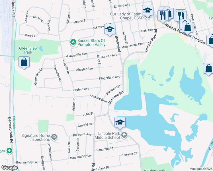 map of restaurants, bars, coffee shops, grocery stores, and more near 8 James Court in Lincoln Park