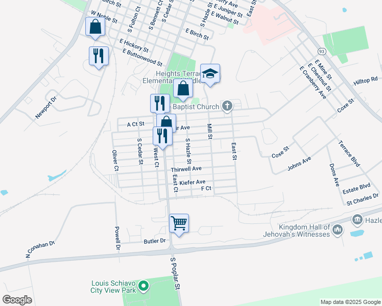 map of restaurants, bars, coffee shops, grocery stores, and more near 409 Berner Avenue in Hazleton