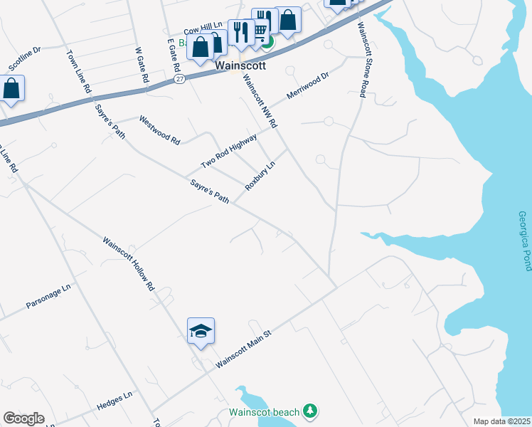 map of restaurants, bars, coffee shops, grocery stores, and more near 141 Sayre's Path in East Hampton