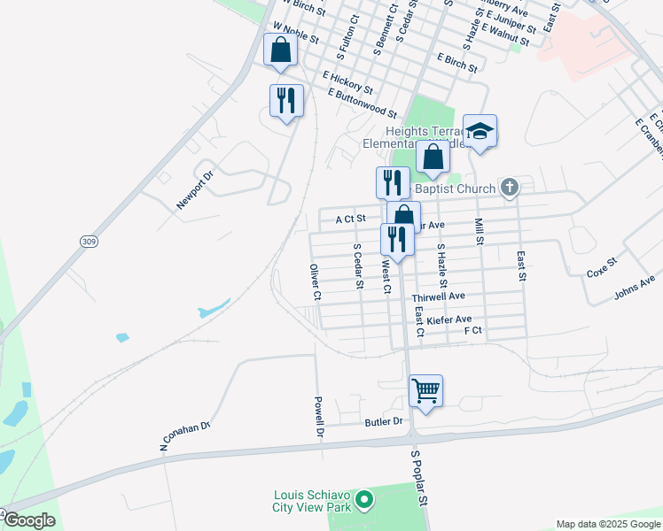map of restaurants, bars, coffee shops, grocery stores, and more near 164 Carleton Avenue in Hazleton