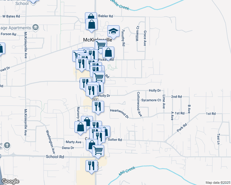 map of restaurants, bars, coffee shops, grocery stores, and more near 1964 Cypress Court in McKinleyville