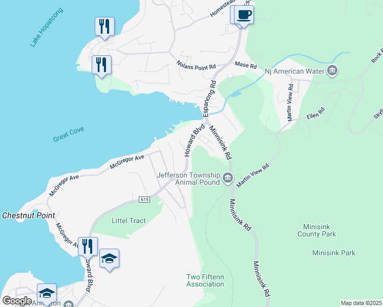 map of restaurants, bars, coffee shops, grocery stores, and more near 524 Howard Boulevard in Jefferson