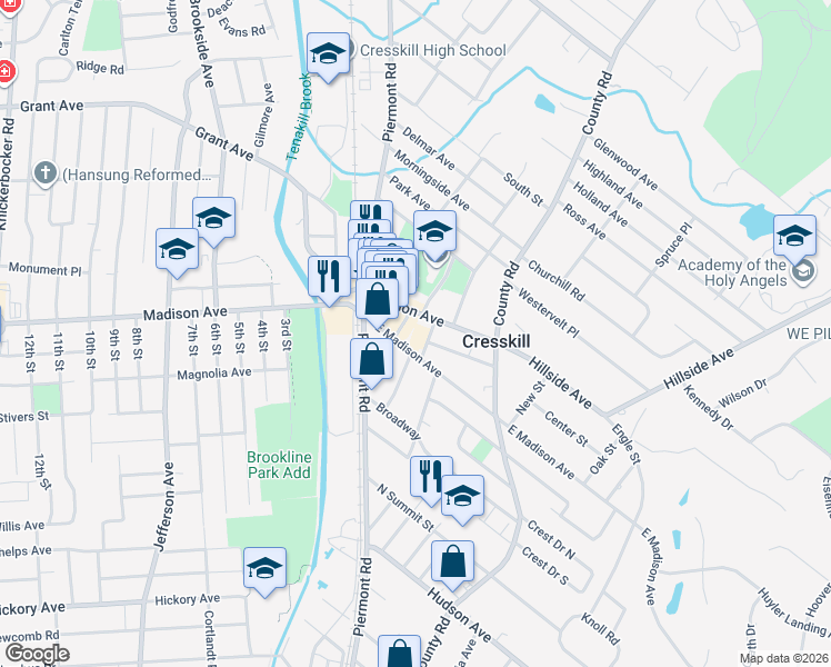 map of restaurants, bars, coffee shops, grocery stores, and more near 54-70 Union Avenue in Cresskill