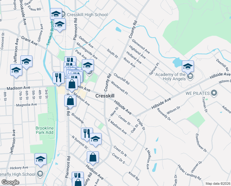 map of restaurants, bars, coffee shops, grocery stores, and more near 20 Michele Court in Cresskill