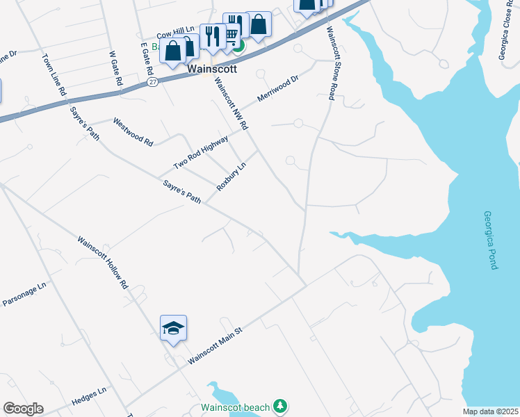 map of restaurants, bars, coffee shops, grocery stores, and more near 149 Sayre's Path in Wainscott