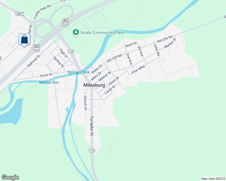 map of restaurants, bars, coffee shops, grocery stores, and more near 404 Centre Street in Bellefonte