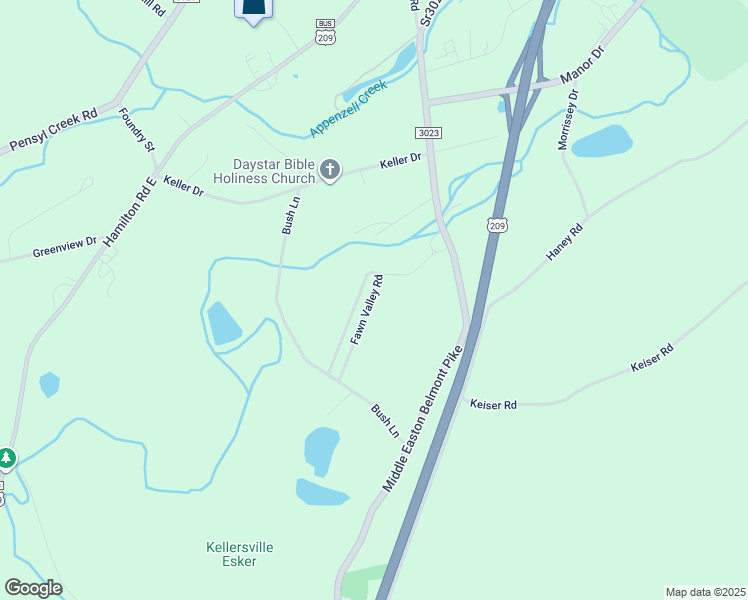 map of restaurants, bars, coffee shops, grocery stores, and more near 140 Fawn Valley Road in Stroudsburg