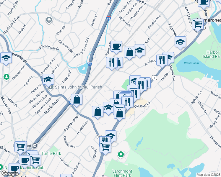 map of restaurants, bars, coffee shops, grocery stores, and more near in Westchester County