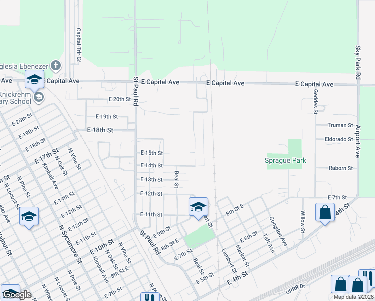 map of restaurants, bars, coffee shops, grocery stores, and more near 922 East 14th Street in Grand Island