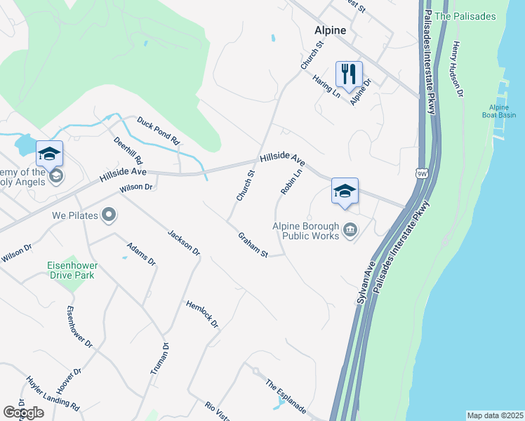map of restaurants, bars, coffee shops, grocery stores, and more near 59 Robin Lane in Alpine