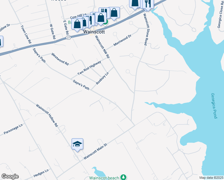 map of restaurants, bars, coffee shops, grocery stores, and more near 149 Sayre's Path in Wainscott