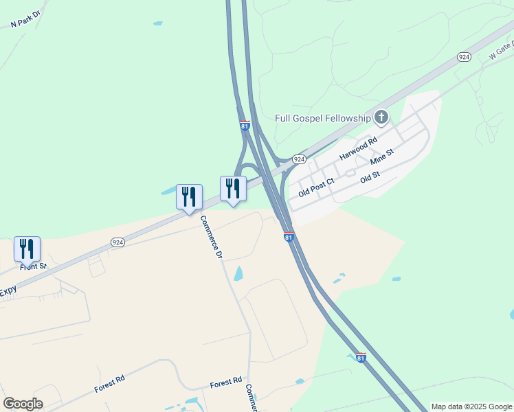 map of restaurants, bars, coffee shops, grocery stores, and more near 116 West Gate Drive in Luzerne County