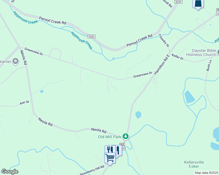 map of restaurants, bars, coffee shops, grocery stores, and more near 125 Adler Lane in Stroudsburg