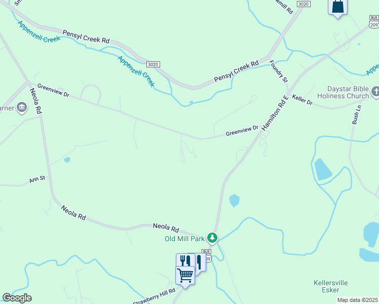 map of restaurants, bars, coffee shops, grocery stores, and more near 125 Adler Lane in Stroudsburg